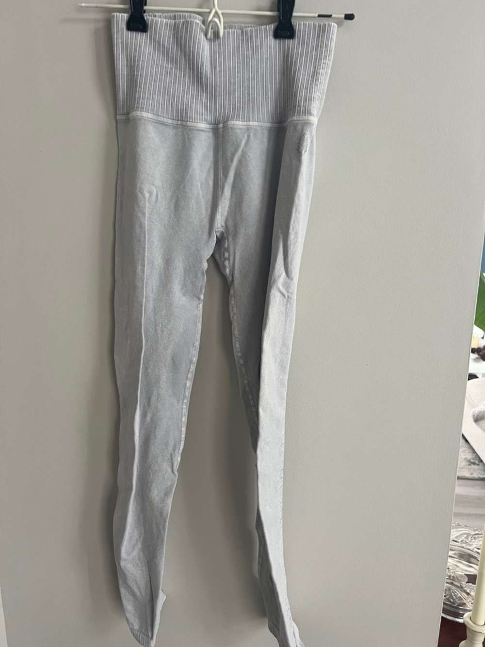 FP Movement by Free People Light Gray High-Waist Ribbed Leggings, Size XS/S